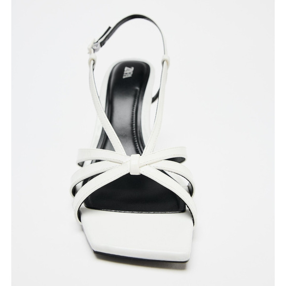 ZARA White Strappy Patent Wedge Heels NWT | Square Toe Sandals - Picture 15 of 16